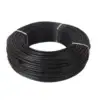 A 91m coil of FAB 0.75 Sqmm Single Core Black FR PVC CCS Copper Insulated House Wire, neatly wound and secured with white ties, is shown isolated on a white background.